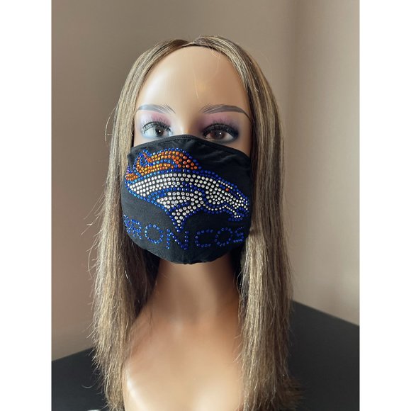 Denver Broncos Bling Rhinestone Face Mask - Picture 8 of 10